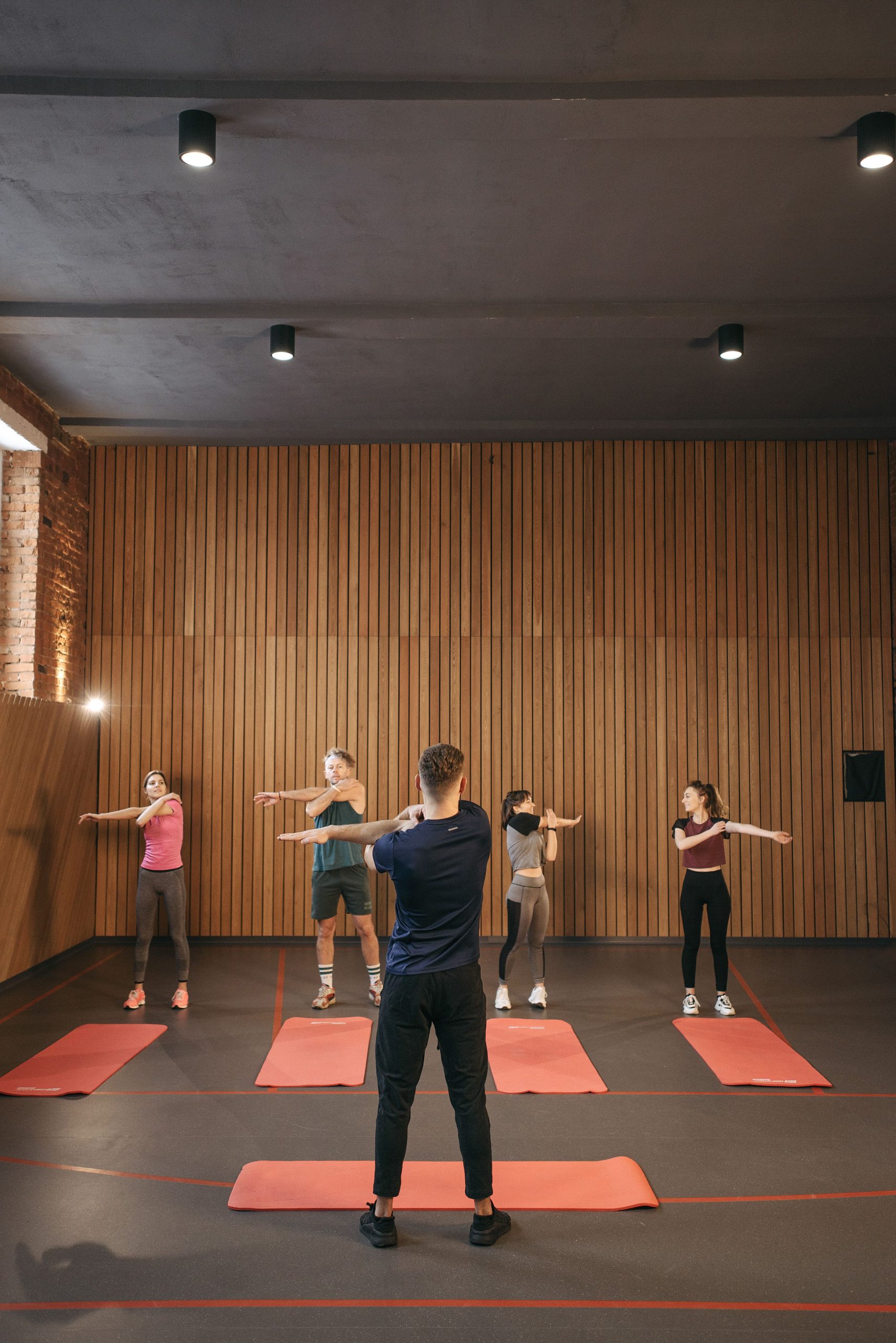 Group taking part in a guided stretching session